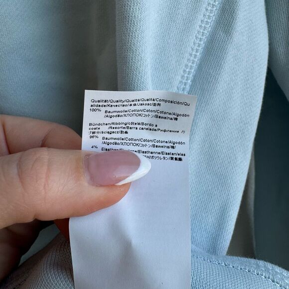 Hugo Boss Logo Patch Size Small Light Blue Crewneck 100% Cotton Pullover Sweater - Picture 6 of 7